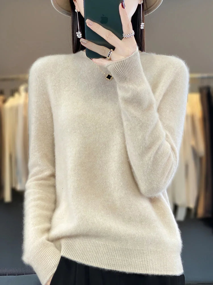 Klassieke Gebreide Trui Dames in Beige, productfoto