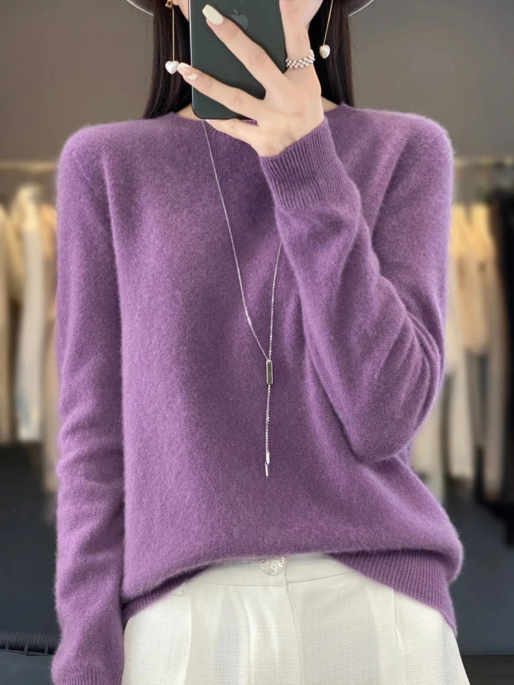 Klassieke Gebreide Trui Dames in Violet, productfoto