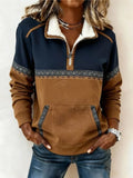 Fleece Trui Dames met Halve Rits en Sherpakraag in Multicolor, productfoto