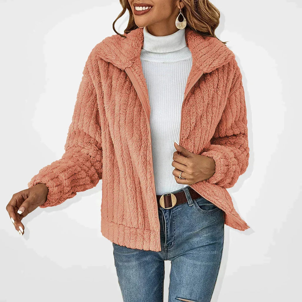 Teddy Vest Dames met Knopen in Roze, productfoto