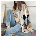 Oversized Vest Dames met Ruitpatroon in Crème, productfoto