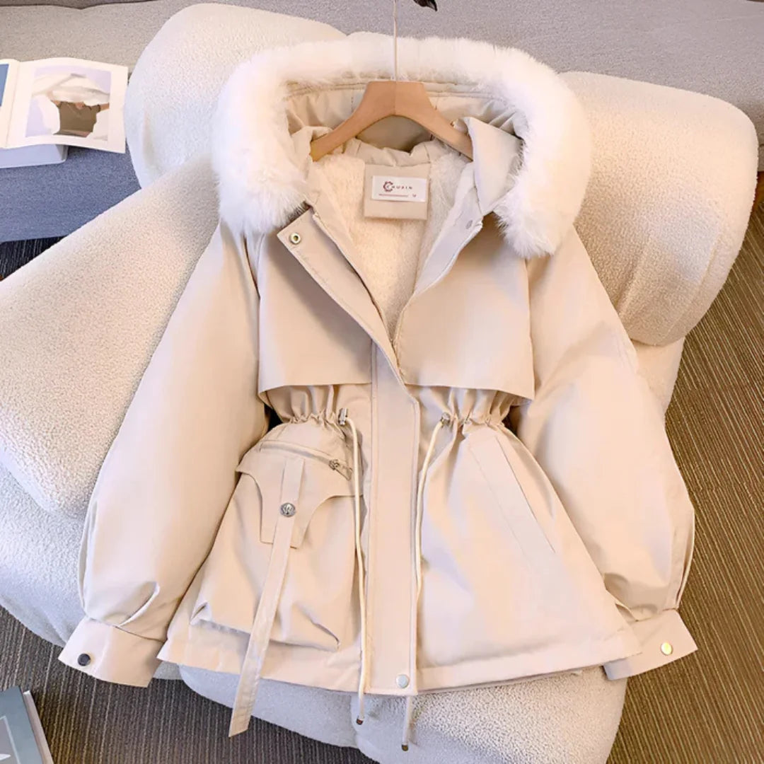Parka Winterjas Dames met Capuchon in Beige, productfoto