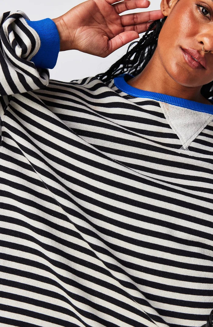 Gestreepte Trui Dames Oversized in Blauw-Zwart, productfoto