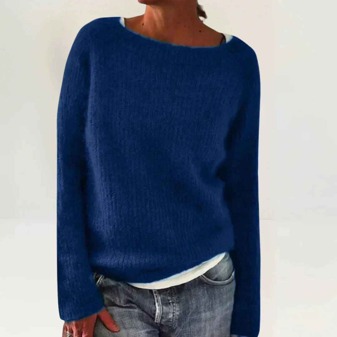 Gestructureerde Trui Dames in Marineblauw, productfoto