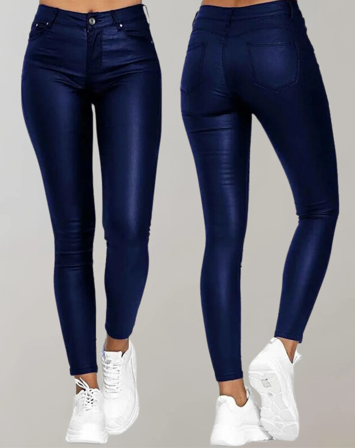 Imitatieleren Broek Dames High Waist in Blauw, productfoto