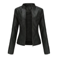 Imitatieleren Jas Dames Biker met Ritsen in Zwart, productfoto