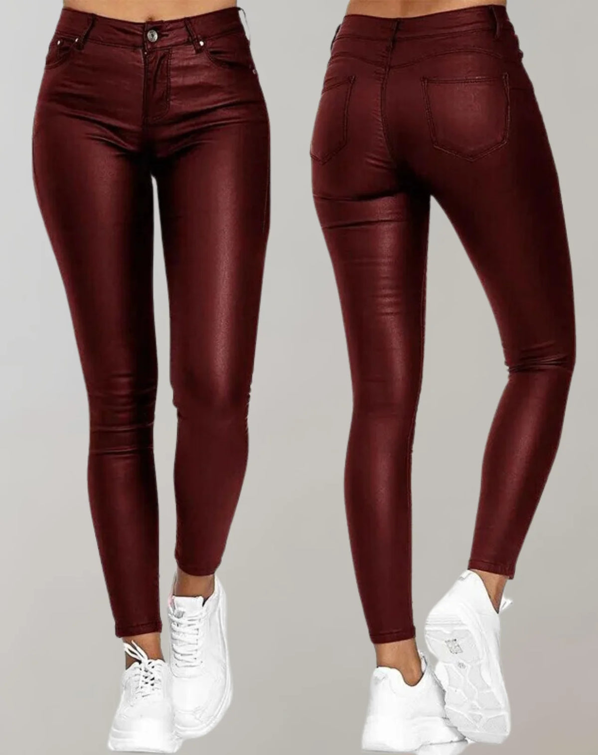 Imitatieleren Broek Dames High Waist in Rood, productfoto