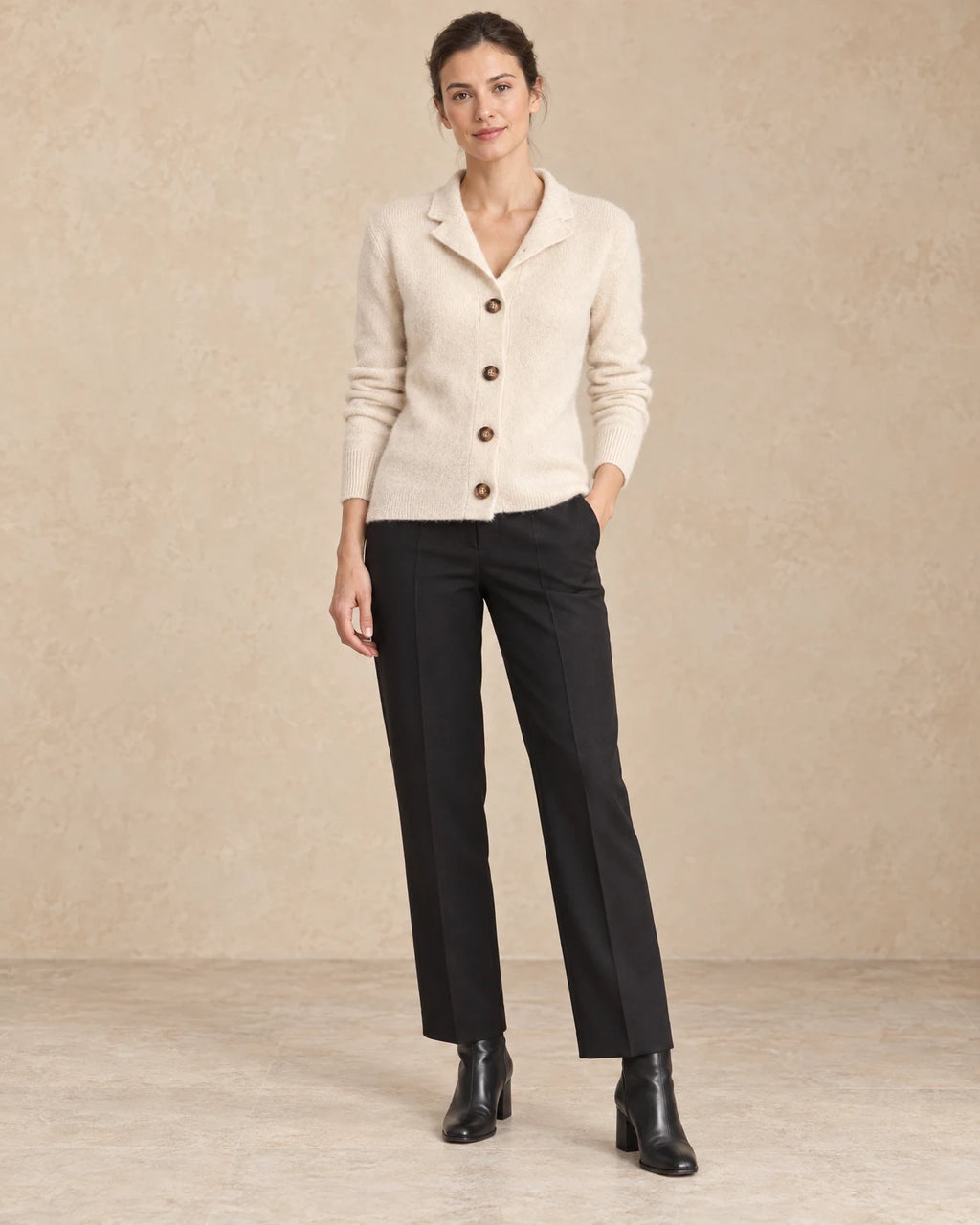 Kort vest dames reverskraag beige - Havlin