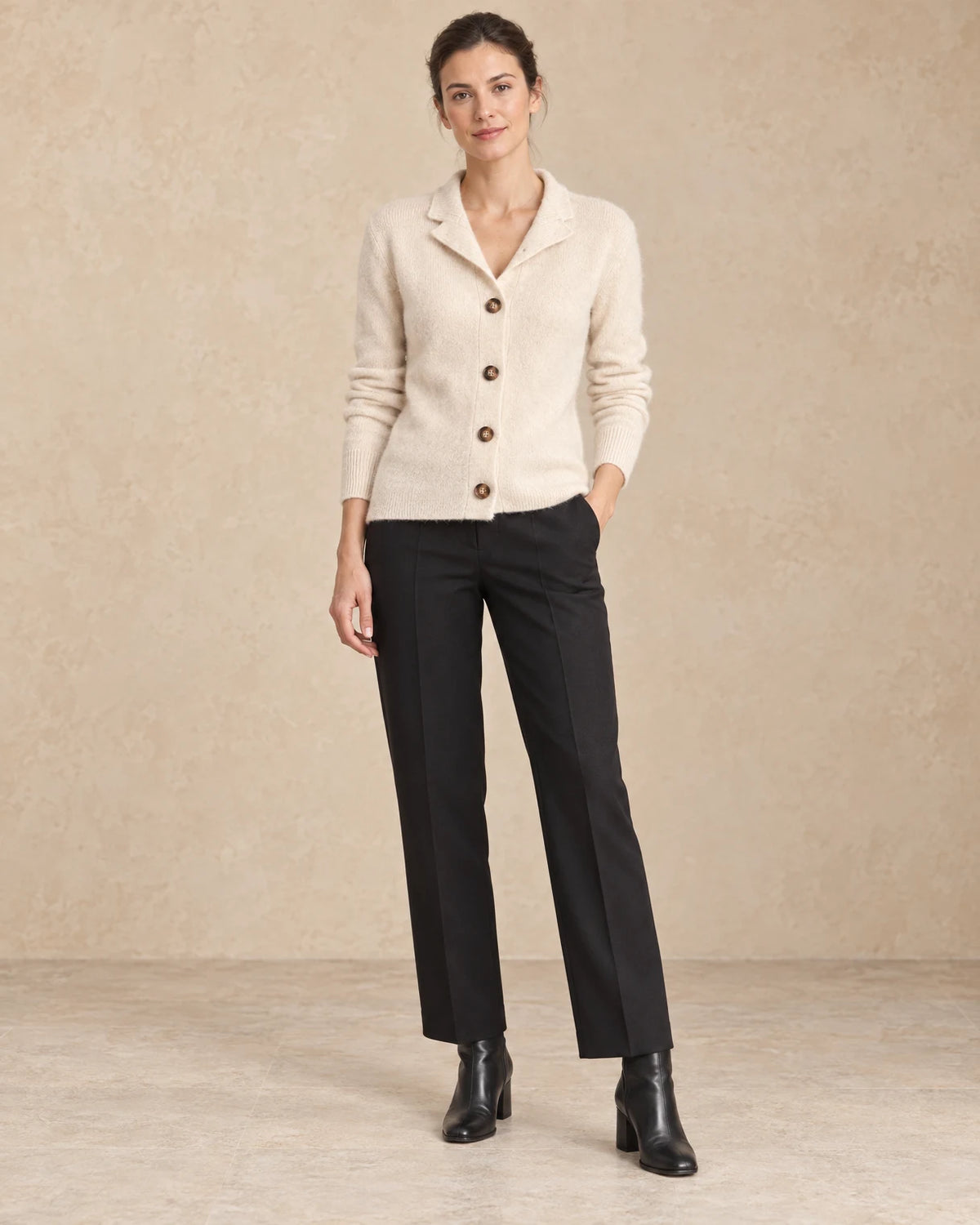 Kort vest dames reverskraag beige - Havlin