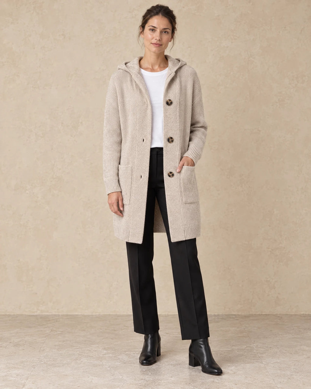 Lang vest dames capuchon beige - Havlin