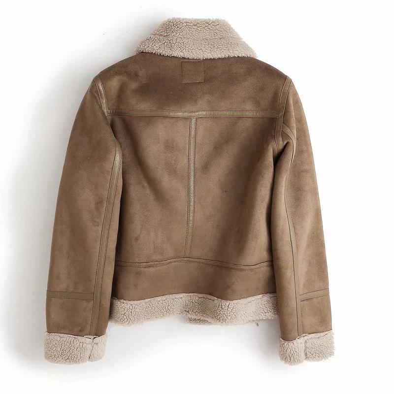 Korte Winterjas Dames met Sherpa Voering in Walnootbruin, productfoto 4