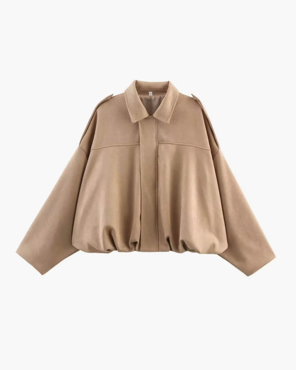 Suede Bomberjack Dames met Kraag in Khaki, productfoto 8