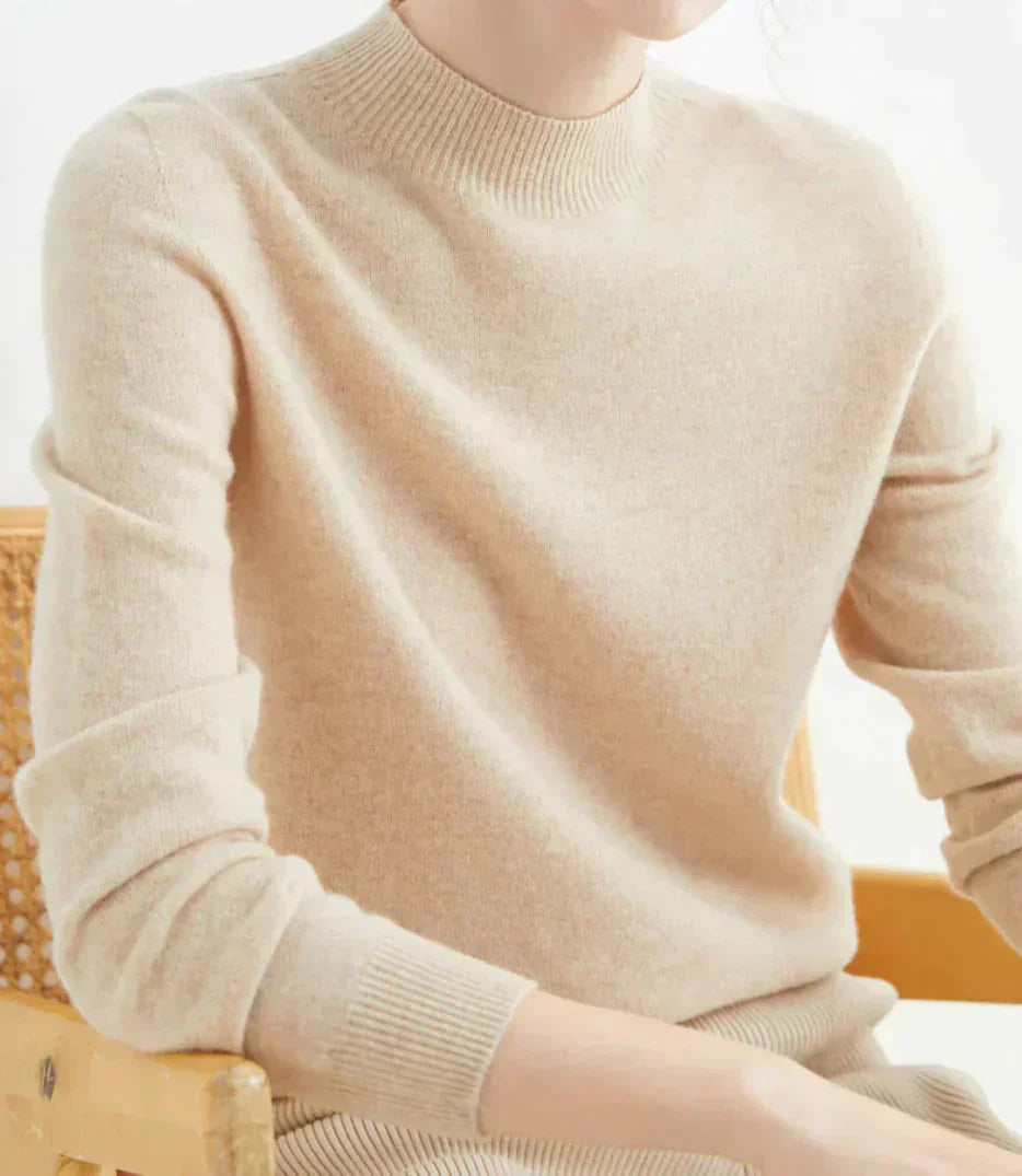 Trui Dames Zacht met Ronde Hals in Beige, productfoto 29