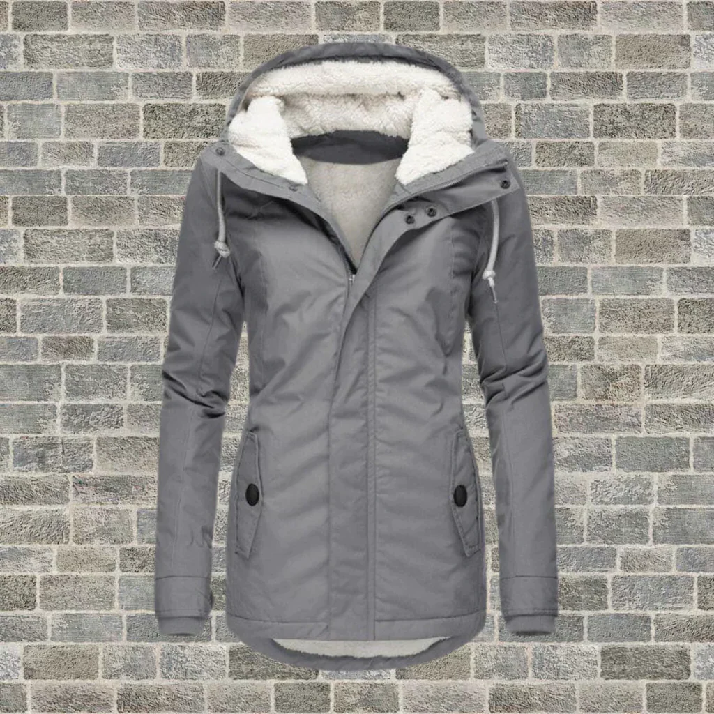 Tussenjas Dames met Afneembare Capuchon in Grijs, productfoto 2