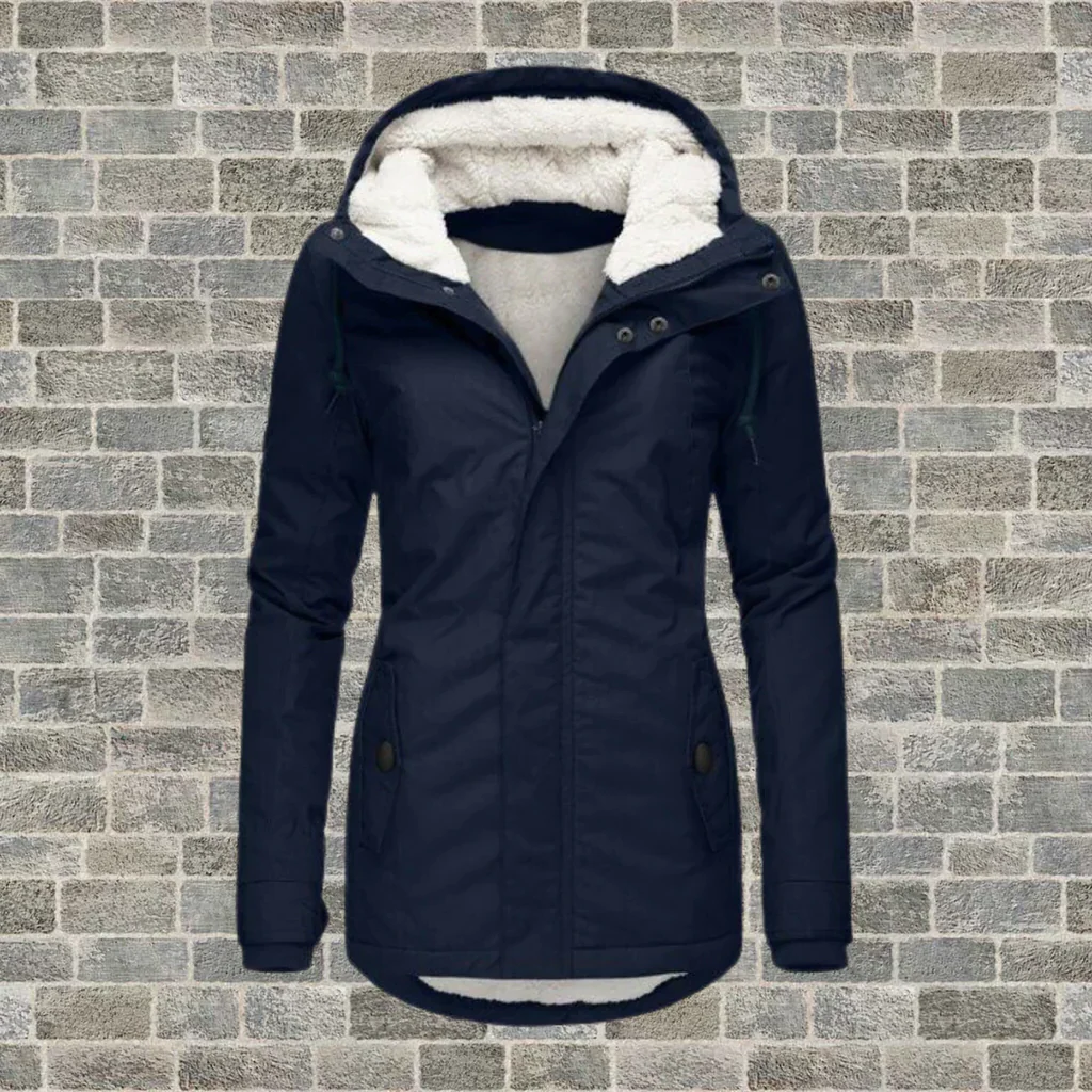 Tussenjas Dames met Afneembare Capuchon in Marineblauw, productfoto 3