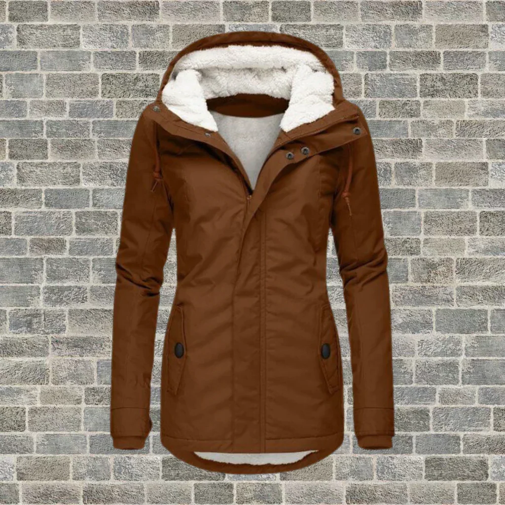 Tussenjas Dames met Afneembare Capuchon in Bruin, productfoto 6