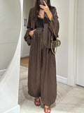 Co Ord Set Dames met Jasje en Wijde Broek in Bruin, productfoto 1