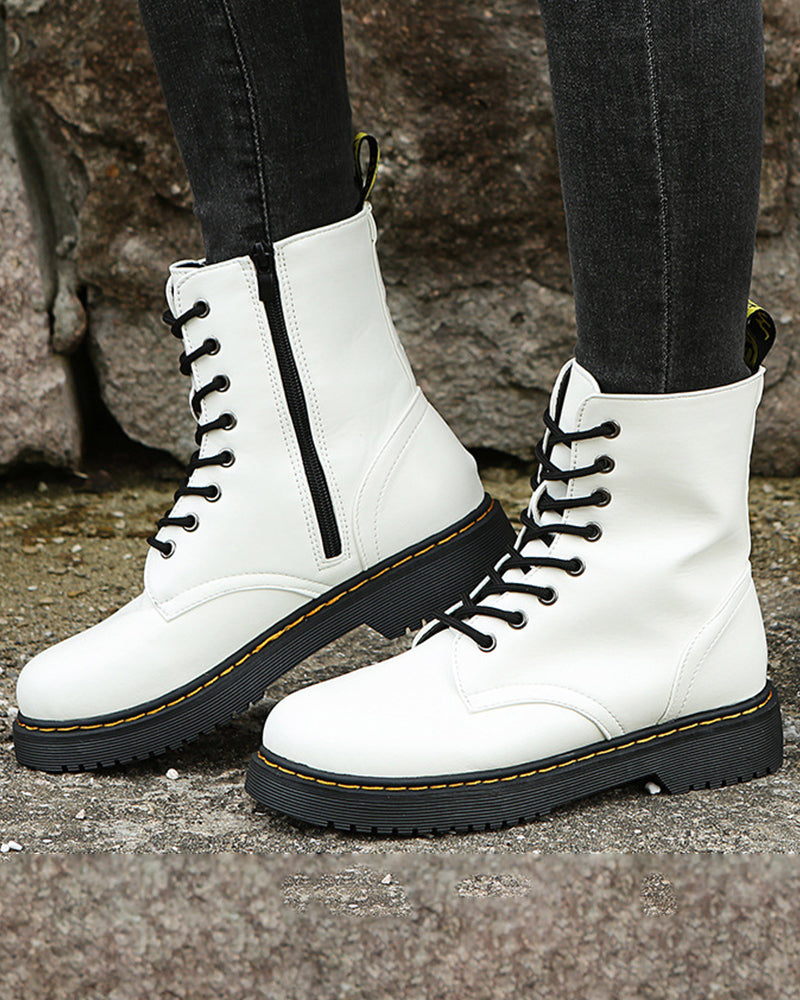Enkellaarsjes Dames met Veters en Zijrits in Wit, productfoto 5