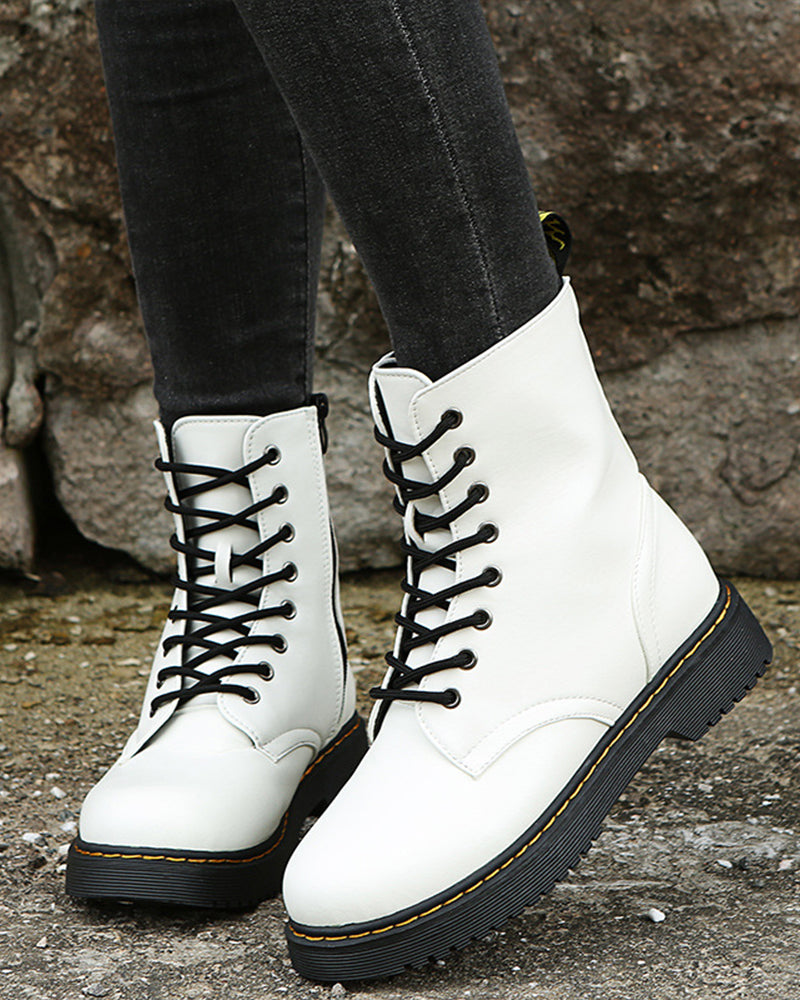 Enkellaarsjes Dames met Veters en Zijrits in Wit, productfoto 6
