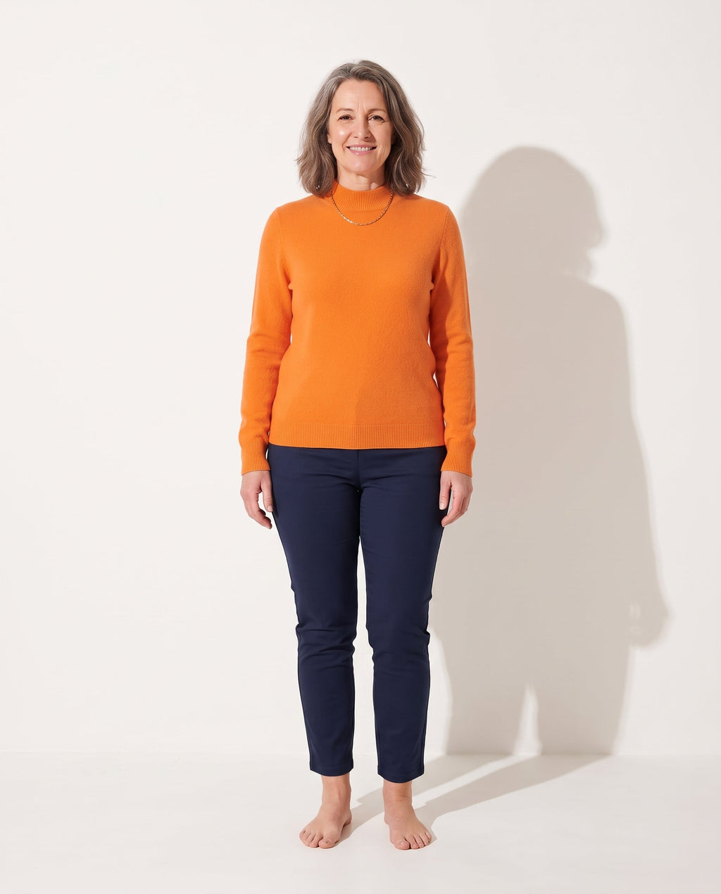 Trui Dames Zacht met Ronde Hals in Oranje, productfoto 1